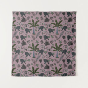 Seamless pattern Tropical animals monkey jumping Tapestry