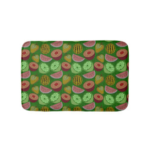 Seamless pattern tropical fruit & green background bath mat