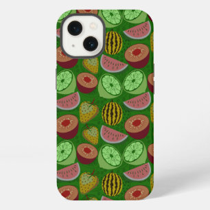 Seamless pattern tropical fruit & green background iPhone 13 case