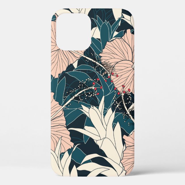 Seamless pattern tropical with pink hibiscus flowe Case-Mate iPhone case (Back)