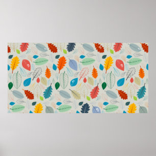 Seamless Pattern - vintage Autumn Leaves Illustrat Poster