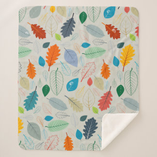 Seamless Pattern - vintage Autumn Leaves Illustrat Sherpa Blanket