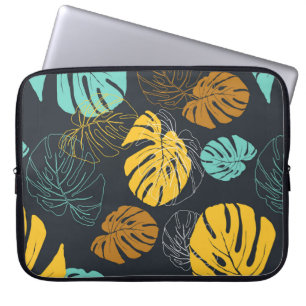 seamless pattern wallpaper of tropical leaf laptop sleeve