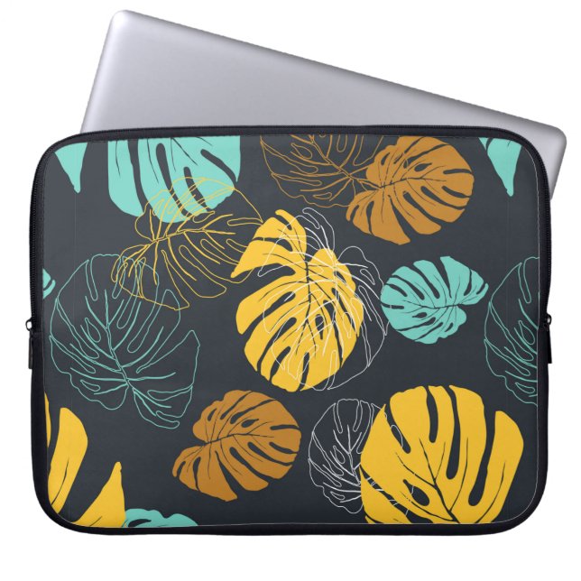 seamless pattern wallpaper of tropical leaf  laptop sleeve (Front)