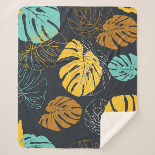 seamless pattern wallpaper of tropical leaf  sherpa blanket