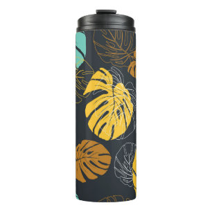 seamless pattern wallpaper of tropical leaf  thermal tumbler