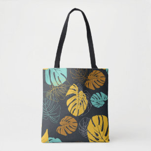 seamless pattern wallpaper of tropical leaf  tote bag