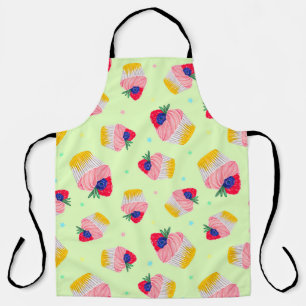 Seamless pattern with a cupcake with strawberries  apron