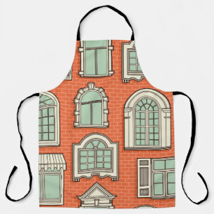 Seamless pattern with a vintage windows. apron