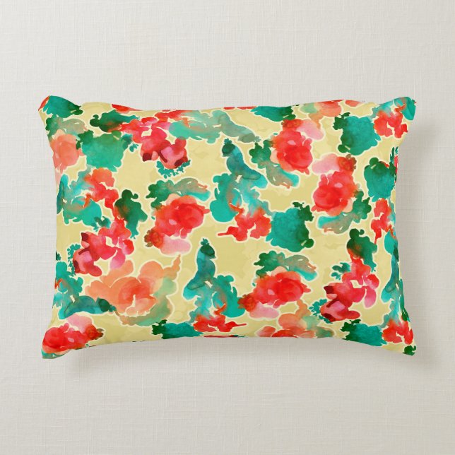 Seamless pattern with Abstract flowers drawn by a  Accent Pillow (Front)