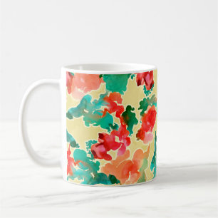 Seamless pattern with Abstract flowers drawn by a Coffee Mug
