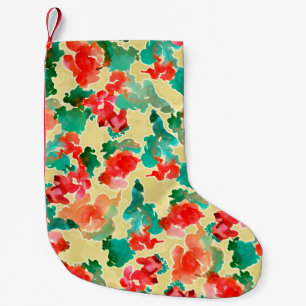 Seamless pattern with Abstract flowers drawn by a Small Christmas Stocking