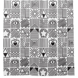 Seamless pattern with abstract line art mosaic in 