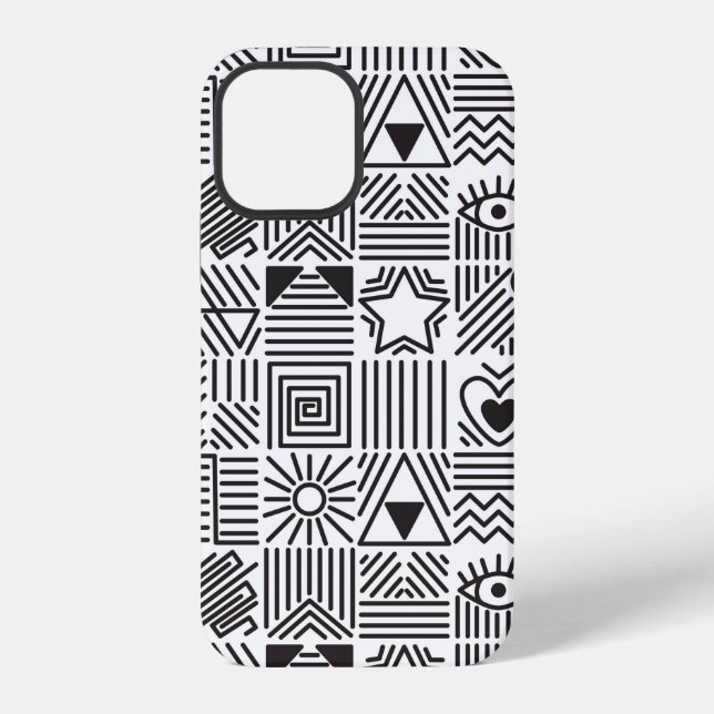 Seamless pattern with abstract line art mosaic in  iPhone case (Back)