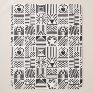 Seamless pattern with abstract line art mosaic in  sherpa blanket