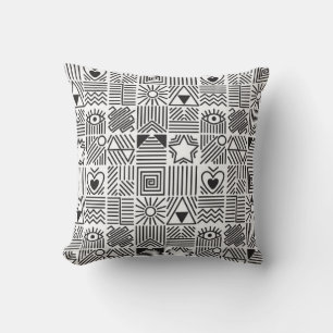 Seamless pattern with abstract line art mosaic in throw pillow