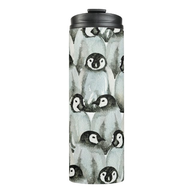 Seamless pattern with adorable penguins. thermal tumbler (Front)