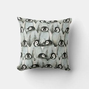 Seamless pattern with adorable penguins. throw pillow