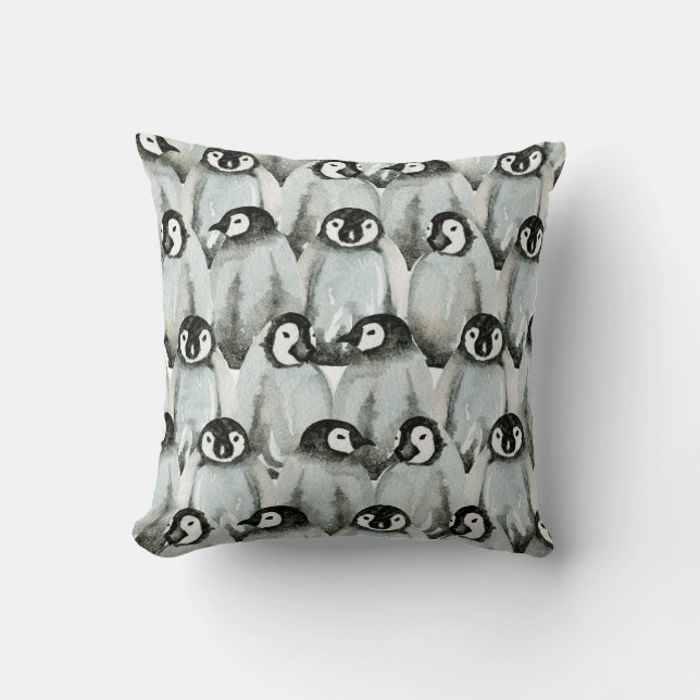 Seamless pattern with adorable penguins. throw pillow (Front)