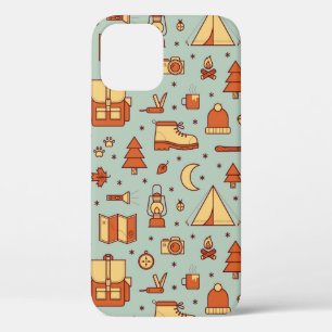 Seamless pattern with adventure travel icons.  iPhone 12 case