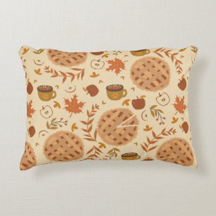 Seamless pattern with apple pie, apples and mugs. accent pillow