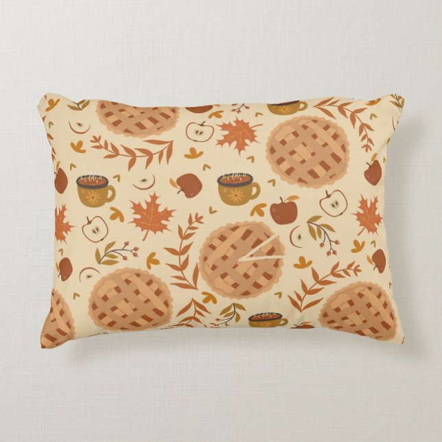 Seamless pattern with apple pie, apples and mugs.  accent pillow (Front)