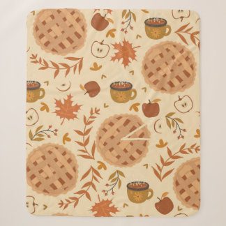 Seamless pattern with apple pie, apples and mugs.  sherpa blanket