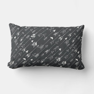 Seamless pattern with arrows on a black background lumbar pillow