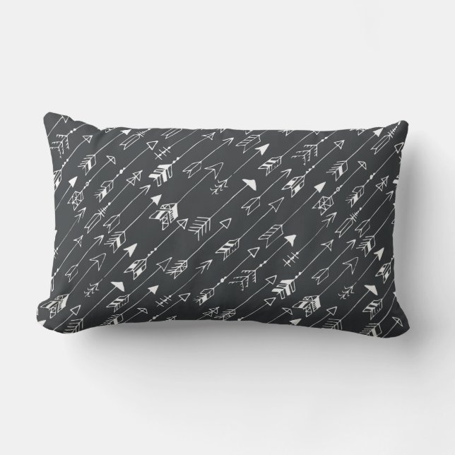 Seamless pattern with arrows on a black background lumbar pillow (Front)