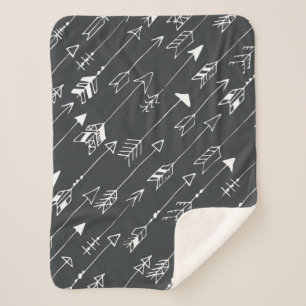 Seamless pattern with arrows on a black background sherpa blanket
