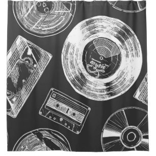 Seamless pattern with Audio and video carriers. Vi