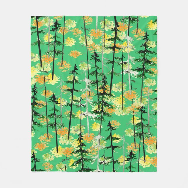 Seamless pattern with autumn forest fleece blanket (Front)