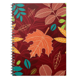 Seamless pattern with autumn leaves  notebook
