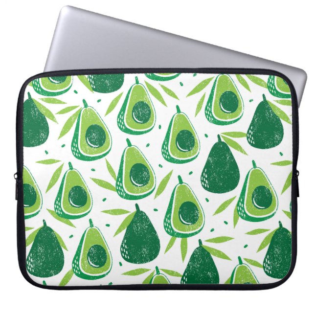 Seamless pattern with avocados. Stamp textured. vi Laptop Sleeve (Front)