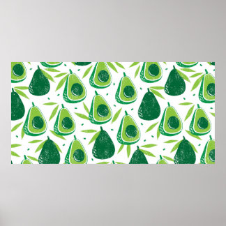 Seamless pattern with avocados. Stamp textured. vi Poster