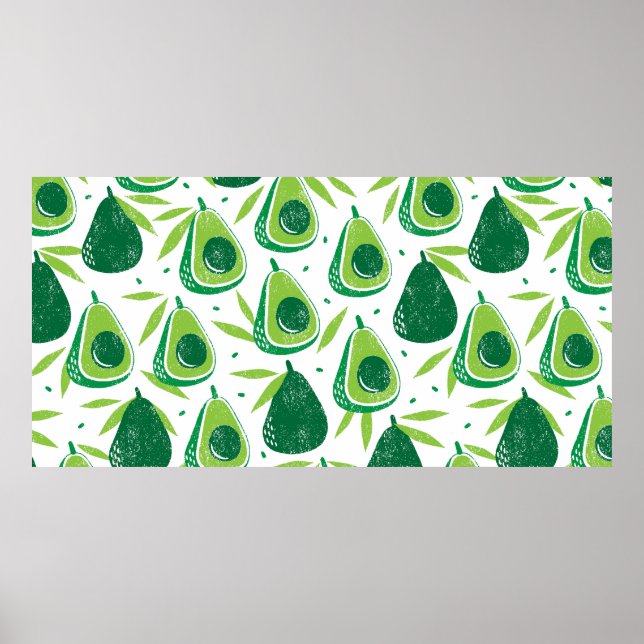 Seamless pattern with avocados. Stamp textured. vi Poster (Front)