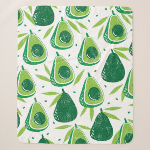 Seamless pattern with avocados. Stamp textured. vi Sherpa Blanket