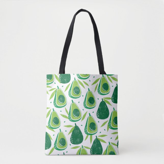Seamless pattern with avocados. Stamp textured. vi Tote Bag (Front)