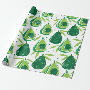 Seamless pattern with avocados. Stamp textured. vi Wrapping Paper