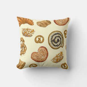 Seamless pattern with bakery product throw pillow