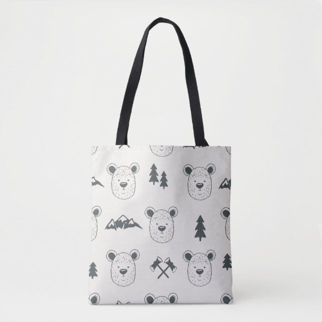 Seamless pattern with bear headspattern, bear, mou tote bag (Front)