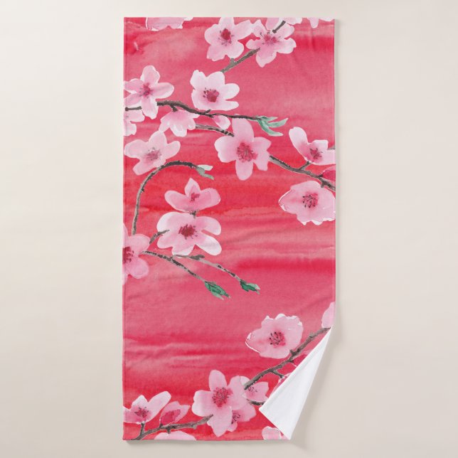 Seamless pattern with Beautiful Cherry blossom flo Bath Towel (Bath Towel)