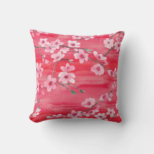 Seamless pattern with Beautiful Cherry blossom flo Throw Pillow