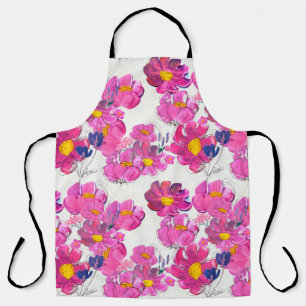 Seamless pattern with Beautiful flowers. Watercolo Apron