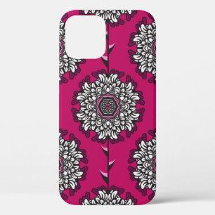 Seamless pattern with beautiful graphic flowers iPhone 12 case