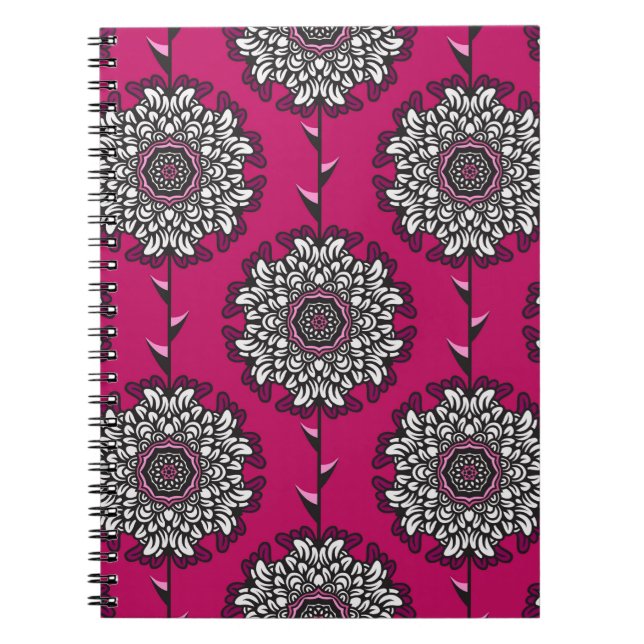 Seamless pattern with beautiful graphic flowers notebook (Front)