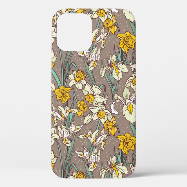 Seamless pattern with beautiful irises and narciss Case-Mate iPhone case (Back)