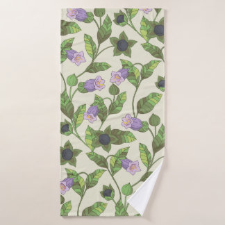 Seamless pattern with belladonna flowers. A bush w Bath Towel