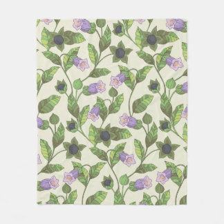 Seamless pattern with belladonna flowers. A bush w Fleece Blanket