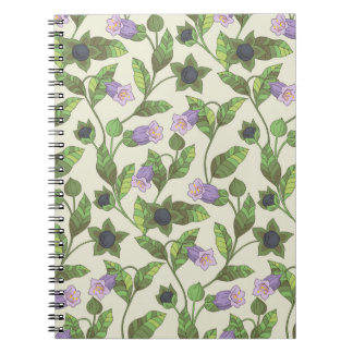 Seamless pattern with belladonna flowers. A bush w Notebook